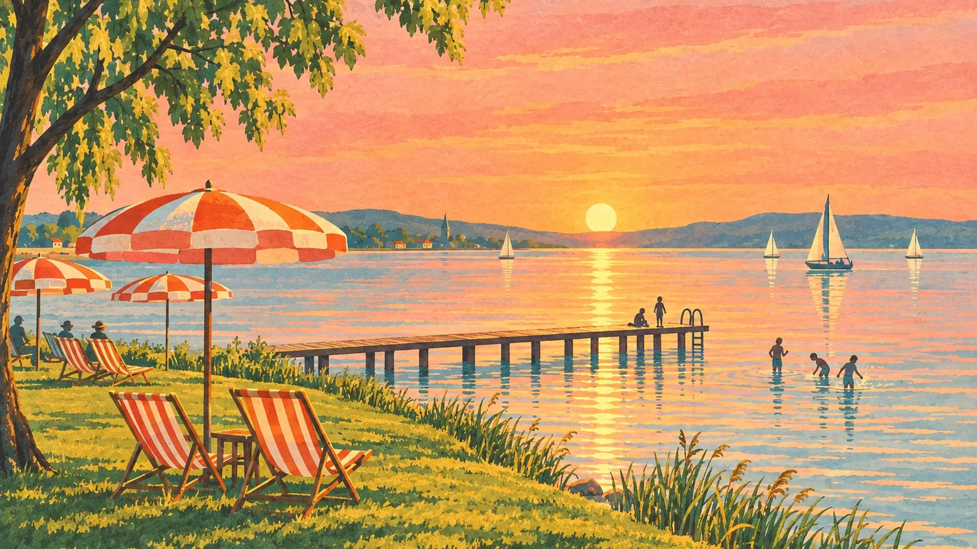 Deckchairs by the lake